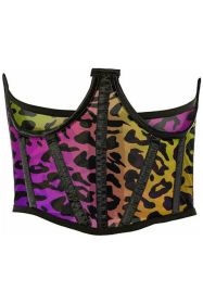 Lavish Rainbow Animal Print Mesh Open Cup Waist Cincher (size: small)