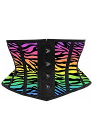 Lavish Rainbow Animal Print Satin Mini Cincher Corset (size: small)