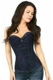 Lavish Navy Blue Lace Overbust Corset w/Zipper (size: small)