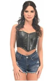 Top Drawer Black Faux Leather Bustier Top w/Zipper (size: small)