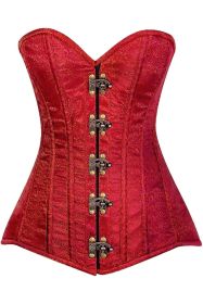 Top Drawer Wine Brocade Steel Boned Corset w/Clasp Closure (size: small)