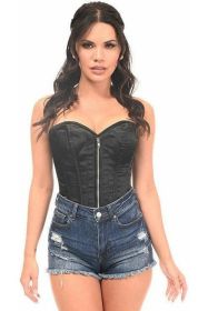 Top Drawer Black Satin Steel Boned Corset (size: small)