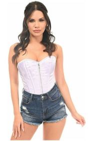 Top Drawer White Satin Steel Boned Corset (size: small)