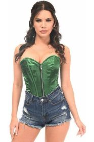 Top Drawer Dark Green Satin Steel Boned Corset (size: small)