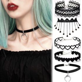 Korean Fashion Velvet Choker Necklace for Women Vintage Sexy Lace Necklace with Pendants Gothic Girl Neck Jewelry Accessories (Metal Color: SC6636-10-TD)