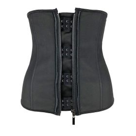 Women Latex Waist Trainer Body Shaper Corsets with Zipper Cincher Corset Top Slimming Belt Black Shapers Shapewear Plus Size (Color: black, size: XS)