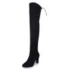 Women's Stretch Suede Chunky Over Knee Boots Over Knee High Chunky Heel Boots Long Stretch Sexy Fall Boots