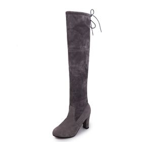 Plus Size New Shoes Women Boots Black Over the Knee Boots Sexy Female Autumn Winter lady Thigh High Boots ghn78 (Color: Gray, size: 8)