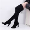 2022 Newest Winter Boots Women Shoes Women Over The Knee Pointed Toe Long Tube Flock Fashion Snow Boots Female All Match Elastic