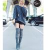 Women's Stretch Suede Chunky Over Knee Boots Over Knee High Chunky Heel Boots Long Stretch Sexy Fall Boots