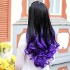 Women Big Wave Long Curly Wavy Gradient Color Ombre Three-forth Full Hair Wig