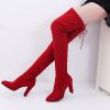 2022 Newest Winter Boots Women Shoes Women Over The Knee Pointed Toe Long Tube Flock Fashion Snow Boots Female All Match Elastic