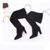 Women's Stretch Suede Chunky Over Knee Boots Over Knee High Chunky Heel Boots Long Stretch Sexy Fall Boots