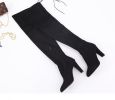 Women's Stretch Suede Chunky Over Knee Boots Over Knee High Chunky Heel Boots Long Stretch Sexy Fall Boots